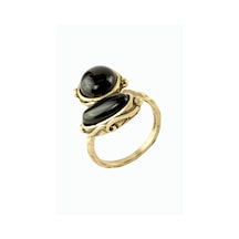 Yuvarlak - 647 - Oval Doğaltaşlı Otantik - Nazblsmm - Yüzük Onix Bronz