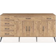 Arges Konsol 2 Raflı 6 Çekmeceli 3 Kapaklı 176x30x83 Çam-çam/çam Çam/çam