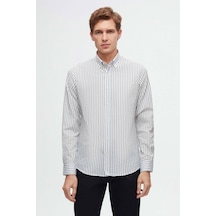 D'S Damat Ds Damat Slim Fit Açık Mavi Çizgili Gömlek 6HC02ORT10265 Mavi