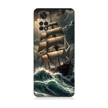 Xiaomi Redmi Note 11 Uyumlu Dalgalarla Savaşan Yelkenli Desenli Silikon Kılıf Çok Renkli
