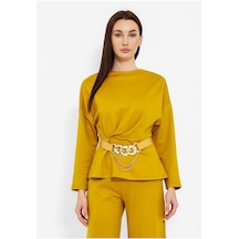 MODATALİKA Kadın Beli Kemerli Bluz Pantolon İkili Takım