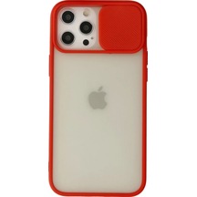 Newface Apple Apple iPhone Uyumlu  12 Pro Max Kılıf Palm Buzlu Kamera Sürgülü Silikon - Kırmızı