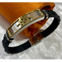 Firuze Gümüş Çelik Siyahlı Kordonlu Bileklik F16002005 Siyah