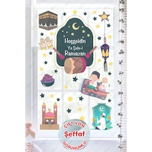 Ramazan Ayı Temalı Süsleme Cam Duvar Süsleri Hoşgeldin Ramazan Sticker Seti -şeffaf Çok Renkli