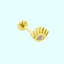 Altın Göz Tragus Piercing 14 Ayar Altın
