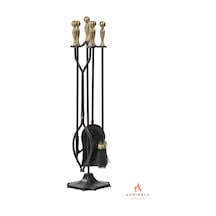 Somineco 5 Li Lüx Ithal Gold Prinç Topuz Başlıklı Şömine Aksesuar