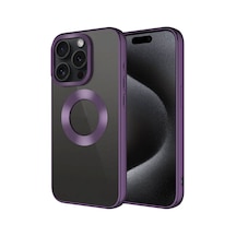 Apple Uyumlu iPhone 15 Pro Tek Kamera Çerçeveli Logo Gösteren Klfs Omega Kılıf-derin Mor Derin Mor