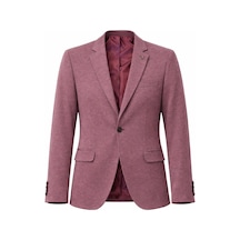 Plus Scorpion Erkek Pamuklu Penye Likralı Tek Düğmeli Çift Yırtmaçlı Blazer Ceket Bordo
