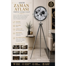 Krom Zaman Atlası 150 X 45 Cm Metal Duvar Saati