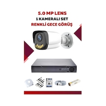 1 Kameralı Set - 5mp Sony Lensli Full Hd Renkli Gece Görüşlü Güvenlik Kamerası Sistemi - Vz0xvpujz8