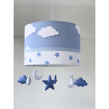 Mavi Beyaz Bulutlu Yıldızlı Erkek Bebek Çocuk Odası Avizesi