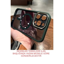 İphone 13 Uyumlu Kılıf Magsafe Özellikli Metal Tuş Sararmaya Karşı Korumalı Kapak Yeşil