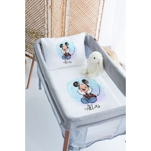 Lilabio %100 Pamuk Saten İsme Özel İsimli 70x120 Park Yatak Nevresim Seti Mutlu Mickey