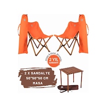 Bag The Joy Ahşap Masa Sandalye Seti Kahve-turuncu- 50 50 50cm Kahverengi - Turuncu