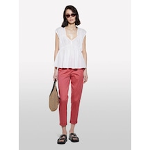 Sisley %100 Pamuk Büzgülü Kolsuz V Yaka Bluz Kadın Beyaz Bluz - 325p5ho1lq08x Krem