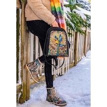 Kadın Vegan Deri Çok Renkli Uzun Bot - Mosaical Tasarım Multicolor
