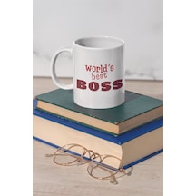 The Office Worlds Best Bos-s Mıchael Scot T Baskılı Kupa Bardak Beyaz-bordo