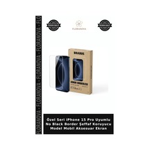 Özel Seri İphone 15 Pro Uyumlu No Black Border Şeffaf Koruyucu Model Mobil Aksesuar Ekran