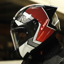 Şeffaf Cam + Ls2 Rapid 2 Race Extra Kask Beyaz - Kırmızı