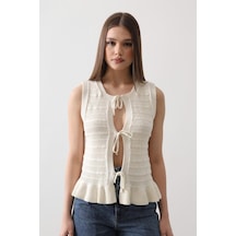 Munn Collection Önü Bağlamalı Yelek - Ekru Ekru Munn Collection Önü Bağlamalı Yelek - Ekru Ekru