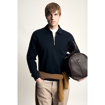 Defacto Pamuklu Regular Fıt Polo Yaka Kalın Kumaş Sweatshirt H1833ax26aunv82 Lacivert-nv82