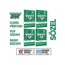 2026 YKS-ayt Mebi-ogm 4lü Özgün Tarama SÖZEL (Söz) Test Kitabı Seti A4 Boyut Baskı Ücreti