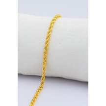 22 Ayar Altın 3mm Halat Kordon Bileklik Sarı Altın