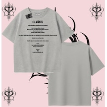 Tarzsokak El-varis Rabbimin 99 İsminden El-varis Oversize Unisex Tişört Hakikat Temalı Streetwear Gri