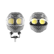 Beyaz Sarı Çakarlı Led Kask Off Road, Motosiklet Sis Farı Çalışma Lambası 12-24v 25w