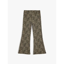 Koton Leopar Desenli İspanyol Paça Pantolon Bej Desenli 5wkg40320ak Ekru