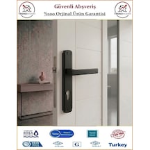 Grossavm Lama Aynalı Dış Çelik Kapı Kolu - Mat Siyah - Yale