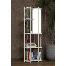 Retohome 5 Raflı Lambaderli Kitap Rafı.,kitaplıklı Lambader Beyaz Beyaz - Beyaz