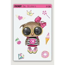 Sevimli Baykuş Sticker Seti - 8 Adet Etiket Çıkartma Diğer