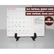 Şubat 2026 - Ocak 2027 Yılı Masa Takvimi 12 Yaprak Takvim Hicri Dini Günler Resmi Tatiller