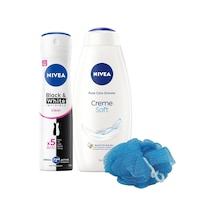 Kadın Sprey Deodorant Black&white Invisible Clear 150ml Ve Creme Soft Duş Jeli 750ml, Lif Hediyeli Diğer