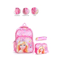Soft Princess Barbie Okul Çantası + Beslenme + Kalemlik + Barbie Kız Çantası Atcık Çanta