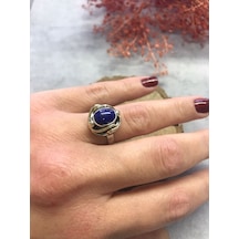 Lapis Lazuli Taşlı Gümüş Yüzük 925 Ayar Doğal Taş Ayarlı Yüzük