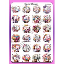 Anneler Günü Çiçekli Kutlama Sticker Sayfası 17x25 cm Ambalaj Etiketi