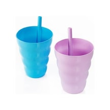 Nefnefhome Lux 2Lı Funny Pipetli Bardak Çok Renkli