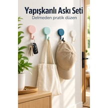 Kendinden Yapışkanlı Plastik Duvar Askısı 10 Adet Karışık Renk