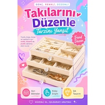 Kadife Kaplamalı Şeffaf Takı Kutusu Çekmeceli Saat Yüzük Kolye Organizeri Çok Renkli