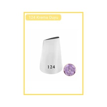 124 Gül Yaprak Desen Krema Duyu Büyük Boy Pasta Duyu Paslanmaz Çelik Krema Torbası Ucu 2.5x0.9x4.2 Cm Metalik Gri