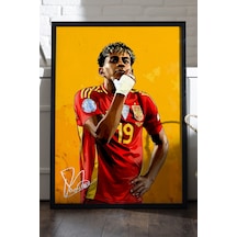 Lamine Yamal Siyah Ahşap Çerçeveli Poster, Dekoratif Futbol Duvar Tablosu