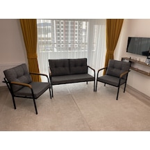 Modern Venüs Balkon, Bahçe, Cafe - Metal Kanepe Koltuk Takımı - 2+1+1 Antrasit Modernsh14 Antrasit