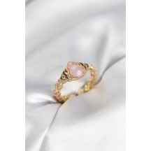 Lb Gold Renk Pembe Damla Model Kadın Yüzük Çok Renkli