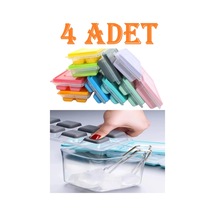 4 Adet Pratik 12 Bölmeli Bas Parmak Silikon Buz Kalıbı Kapaklı Yapışmaz Bas Çıkar Buzluk Silikon Diğer