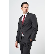 İmza Siyah Düz Bez Ayağı Mono Yaka Tam Astar Çift Yırtmaç 2 Düğme 6 Drop Comfort Fit Classic Takım Elbise 1001245167 Siyah