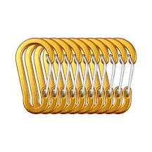 Yuntech01 10'lu Set Altın Renk Alüminyum S Tipi Karabina, Kamp Ve Tırmanış İçin Pratik Tel Kilit