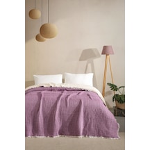 Varol Tek Kişilik 5 Katlı %100 Pamuk Müslin Yatak Örtüsü - Mor Mor/160x230cm Mor