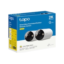 C410 2-pack, 2k 3mp, Renkli Gece Görüşü, Şarj Edilebilir, Solar Panel Destekli, Ip65, Yerel/bul